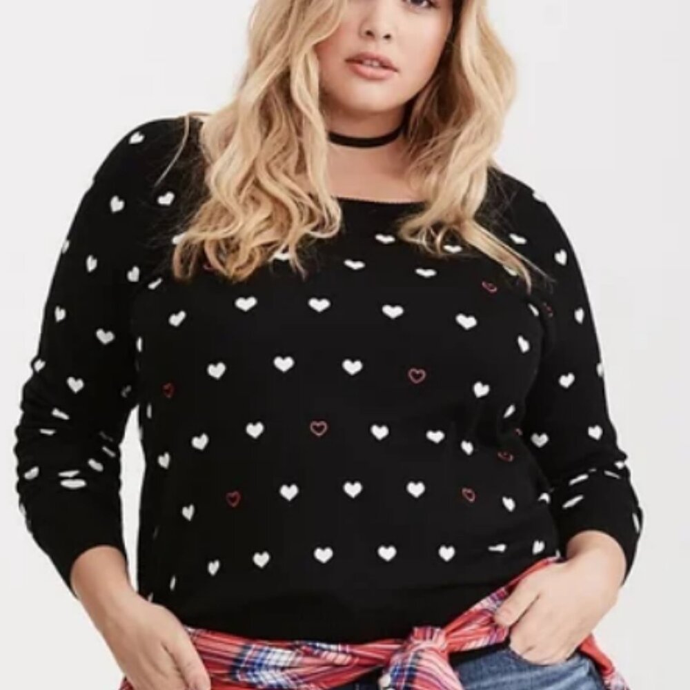 Torrid All-Over Hearts Sweatshirt Size 2 NWT